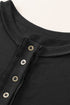 Oversized Raw Edge Button Front Pullover Sweatshirt