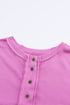 Oversized Raw Edge Button Front Pullover Sweatshirt