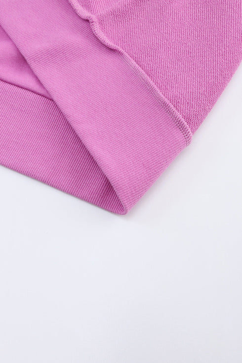 Oversized Raw Edge Button Front Pullover Sweatshirt