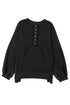 Oversized Raw Edge Button Front Pullover Sweatshirt