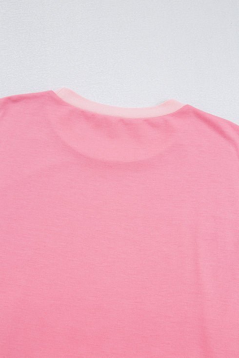 Oversized Raw Edge Patchwork High Low Tunic Tee