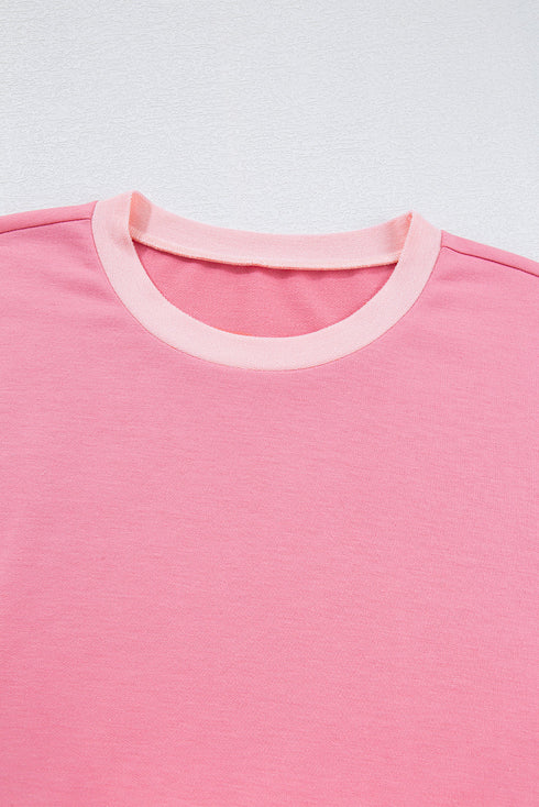 Oversized Raw Edge Patchwork High Low Tunic Tee