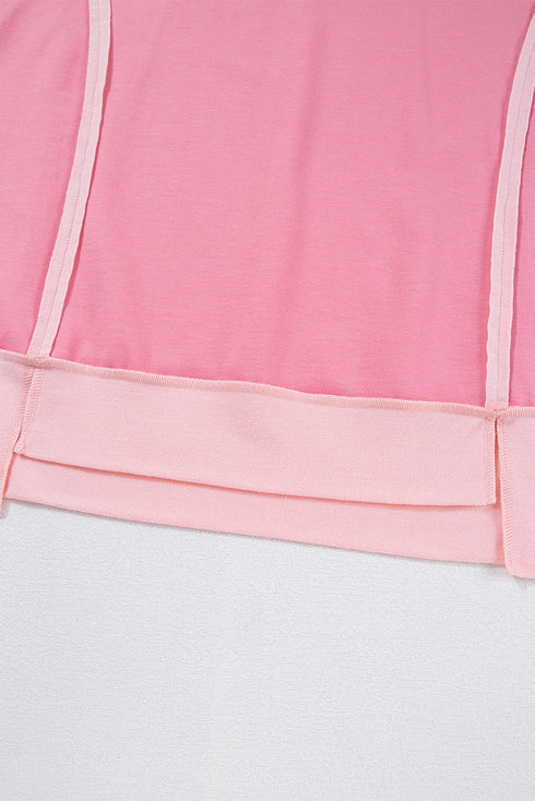 Oversized Raw Edge Patchwork High Low Tunic Tee