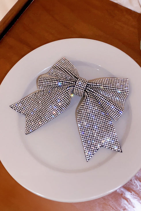 Oversized Rhinestone Embellished Bow Knot Alloy Hair Clip