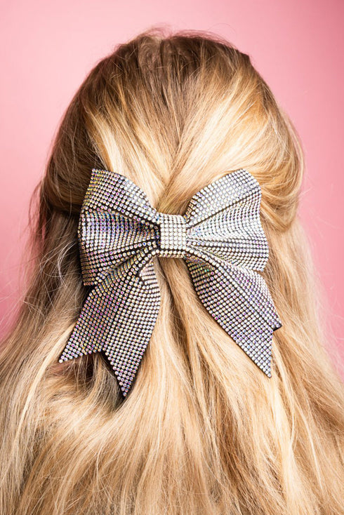 Oversized Rhinestone Embellished Bow Knot Alloy Hair Clip