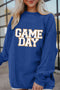 Oversized Ribbed Knit Graphic Crewneck Pullover Sweatshirt