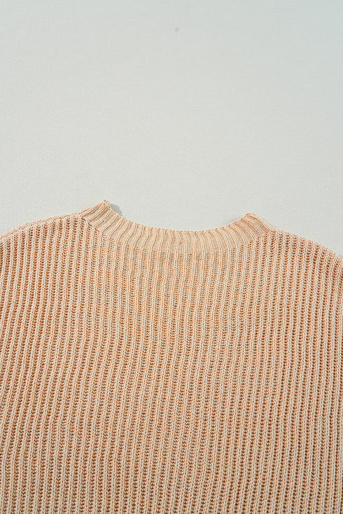 Oversized Ribbed Knit High Low Hem Pullover Sweater