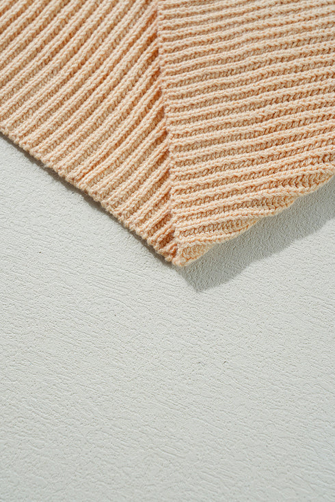 Oversized Ribbed Knit High Low Hem Pullover Sweater