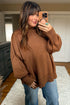 Oversized Ribbed Knit Long Sleeve Tunic Sweater