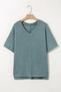 Oversized Ribbed Knit V Neck Dolman Sleeve Top
