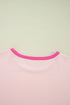 Oversized Round Neck Spliced Sleeve Cotton Blend Top