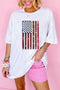 Oversized Sequin Flag Graphic Crewneck Cotton Tee