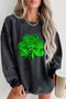 Oversized Sequin Shamrock Graphic Corded Pullover Sweatshirt