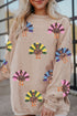 Oversized Sequin Turkey Corduroy Pullover Sweatshirt