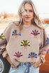 Oversized Sequin Turkey Corduroy Pullover Sweatshirt