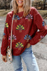Oversized Sequin Turkey Corduroy Pullover Sweatshirt