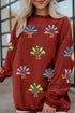 Oversized Sequin Turkey Corduroy Pullover Sweatshirt