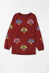 Oversized Sequin Turkey Corduroy Pullover Sweatshirt