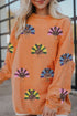 Oversized Sequin Turkey Corduroy Pullover Sweatshirt