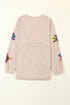 Oversized Sequin Turkey Corduroy Pullover Sweatshirt