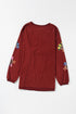 Oversized Sequin Turkey Corduroy Pullover Sweatshirt