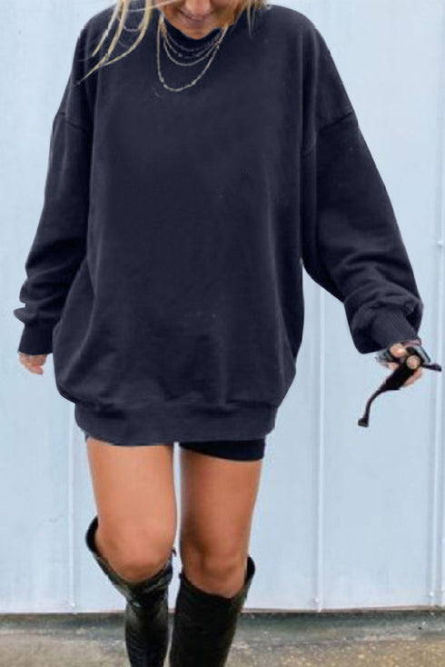Oversized Solid Drop Shoulder Sweatshirt