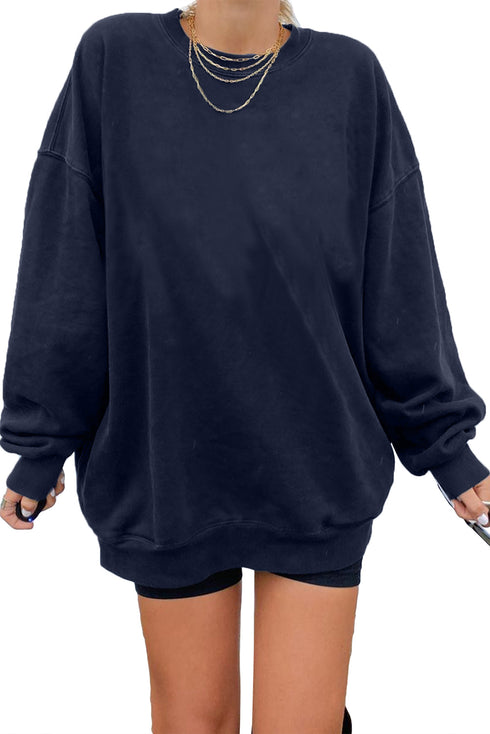 Oversized Solid Drop Shoulder Sweatshirt