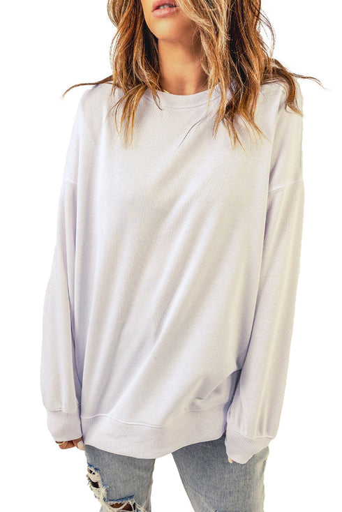 Oversized Solid Drop Shoulder Sweatshirt