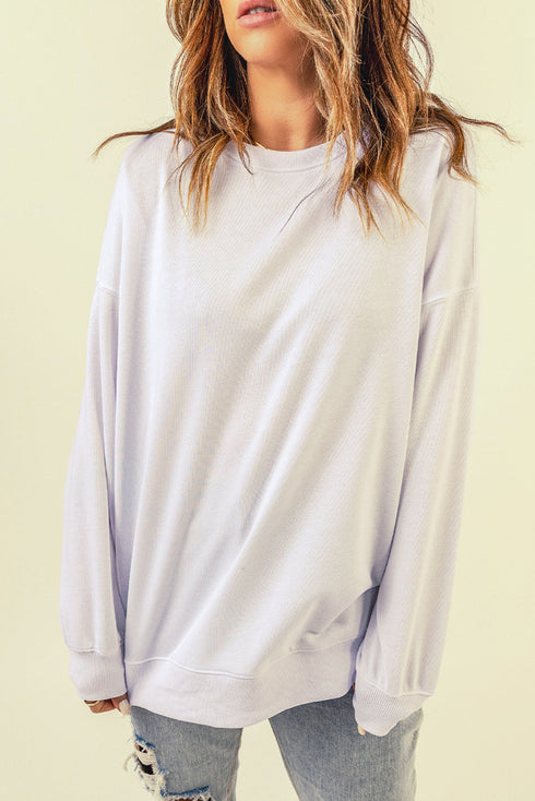 Oversized Solid Drop Shoulder Sweatshirt