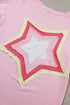 Oversized Star Applique Half Sleeve Drop Shoulder Cotton Tee