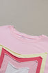 Oversized Star Applique Half Sleeve Drop Shoulder Cotton Tee