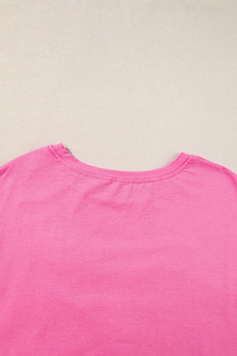 Oversized Star Applique Half Sleeve Drop Shoulder Cotton Tee