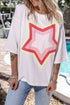 Oversized Star Applique Half Sleeve Drop Shoulder Cotton Tee