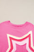 Oversized Star Applique Half Sleeve Drop Shoulder Cotton Tee
