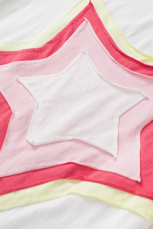Oversized Star Applique Half Sleeve Drop Shoulder Cotton Tee