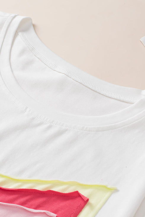 Oversized Star Applique Half Sleeve Drop Shoulder Cotton Tee