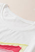 Oversized Star Applique Half Sleeve Drop Shoulder Cotton Tee