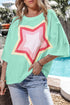 Oversized Star Applique Half Sleeve Drop Shoulder Cotton Tee