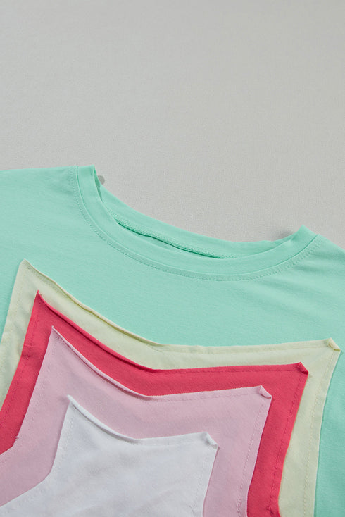 Oversized Star Applique Half Sleeve Drop Shoulder Cotton Tee