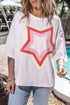 Oversized Star Applique Half Sleeve Drop Shoulder Cotton Tee