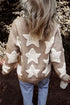 Oversized Star Pattern Button Front V Neck Knit Cardigan