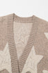 Oversized Star Pattern Button Front V Neck Knit Cardigan