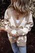 Oversized Star Pattern Button Front V Neck Knit Cardigan