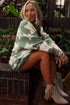 Oversized Star Pattern Button Front V Neck Knit Cardigan