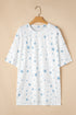Oversized Star Print Drop Shoulder Lounge Tee