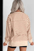 Oversized Striped Crew Neck Side Slit Sweatshirt