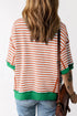 Oversized Striped Exposed Seam High Low Hem Top