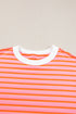 Oversized Striped Exposed Seam High Low Hem Top