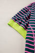 Oversized Striped Exposed Seam High Low Hem Top