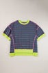 Oversized Striped Exposed Seam High Low Hem Top